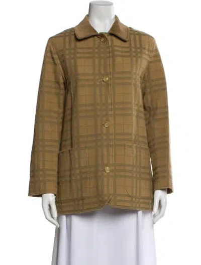 Pre-owned Burberry Plaid Print Utility Jacket In Neutral