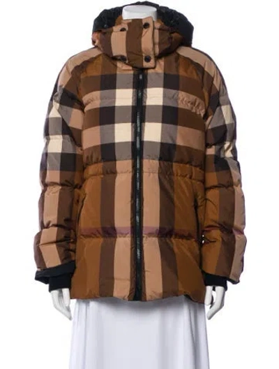 Pre-owned Burberry Plaid Print Utility Jacket W/ Tags In Brown