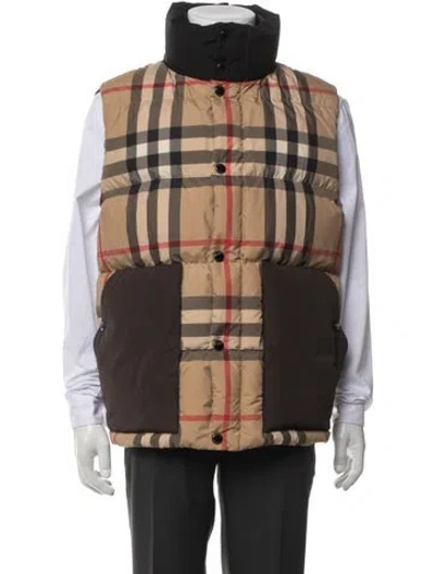 Pre-owned Burberry Plaid Print Vest In Neutral