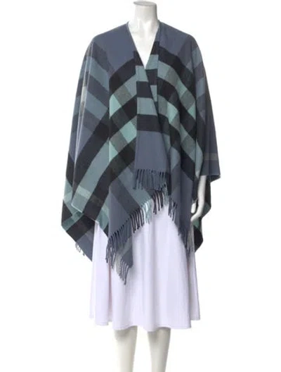 Pre-owned Burberry Plaid Print V-neck Sweater In Blue