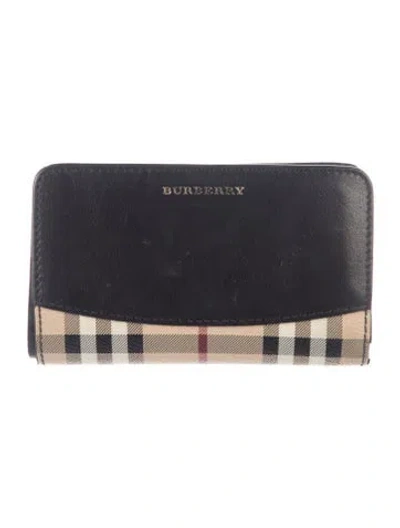 Pre-owned Burberry Plaid Print Wallet In Black