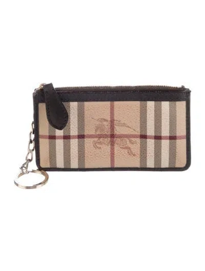Pre-owned Burberry Plaid Print Wallet In Brown