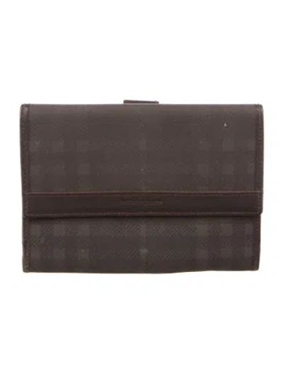 Pre-owned Burberry Plaid Print Wallet In Brown