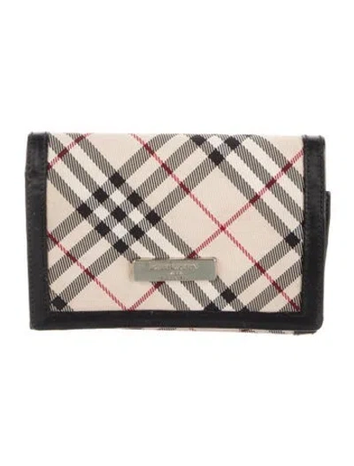 Pre-owned Burberry Plaid Print Wallet In Neutral