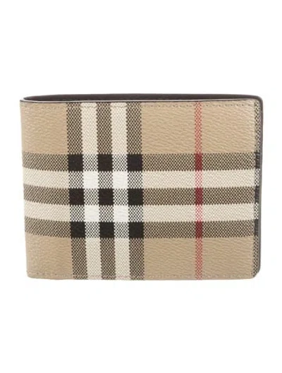 Pre-owned Burberry Plaid Print Wallet In Neutral