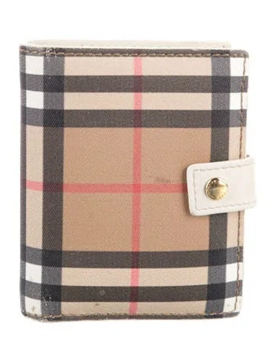Pre-owned Burberry Plaid Print Wallet In Neutrals