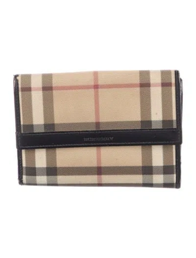 Pre-owned Burberry Plaid Print Wallet In Neutrals
