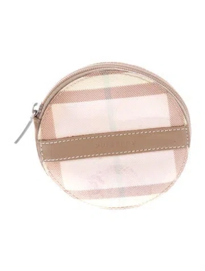 Pre-owned Burberry Plaid Print Wallet In Pink