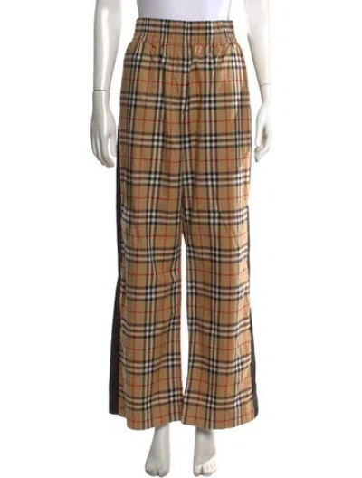 Pre-owned Burberry Plaid Print Wide Leg Pants In Black/brown/red