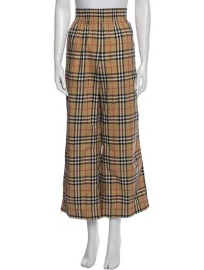Pre-owned Burberry Plaid Print Wide Leg Pants In Neutral