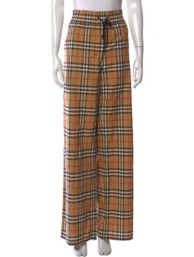 Pre-owned Burberry Plaid Print Wide Leg Pants In Neutral