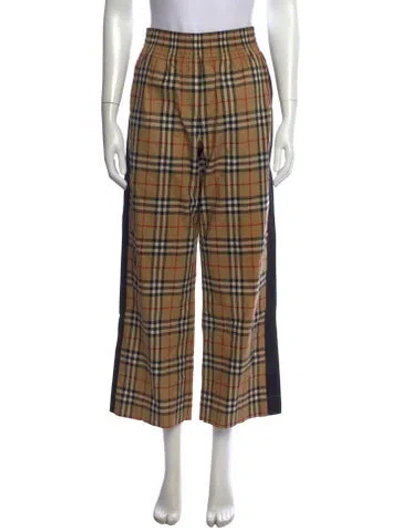 Pre-owned Burberry Plaid Print Wide Leg Pants In Neutrals