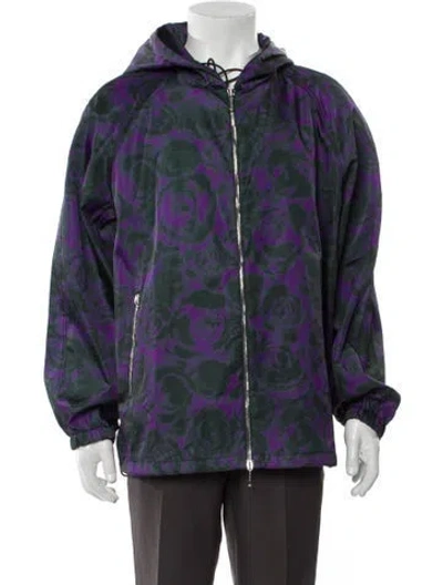 Pre-owned Burberry Plaid Print Windbreaker W/ Tags In Purple