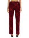 Burberry Plaid Red Wool Pants With High Waist And Straight Legs In Red