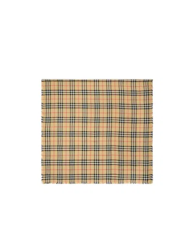 Burberry Plaid Scarf In Nude