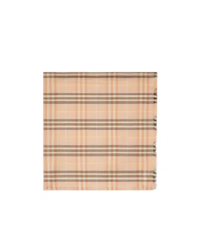 Burberry Plaid Scarf In Nude