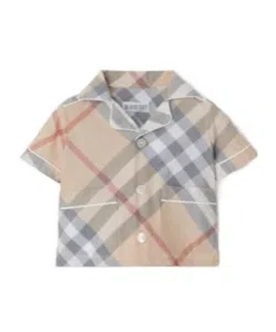 Burberry Plaid Shirt And Trouser Set In Nude