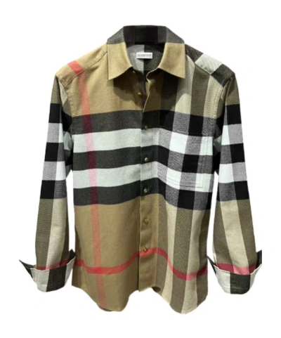 Burberry Plaid Shirt In Brown