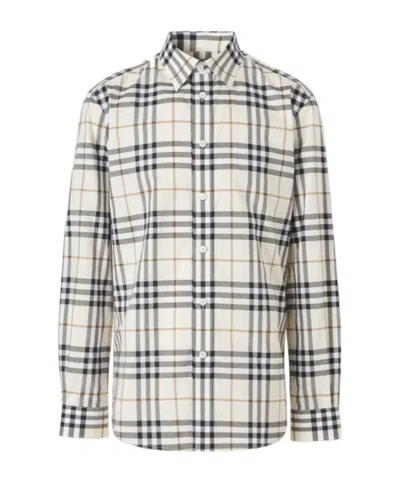 Burberry Plaid Shirt In Metallic