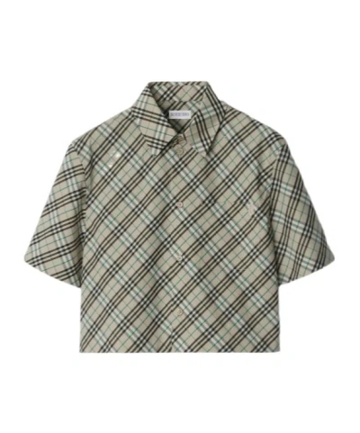 BURBERRY BURBERRY SHORT SLEEVED CHECKED CROPPED SHIRT
