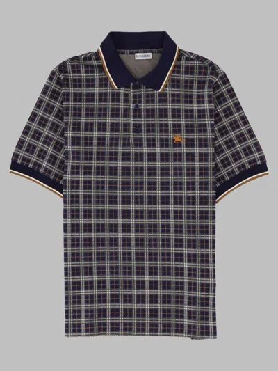Burberry Plaid Short Sleeve Polo Shirt In Black