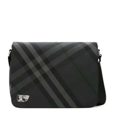 Burberry Plaid Shoulder Bag In Black