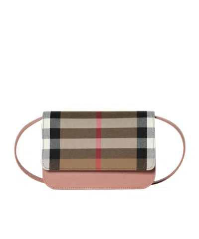 Burberry Plaid Shoulder Bag In Pink