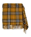 Burberry Women Wool And Cashmere Check Scarf Style Skirt In Multi