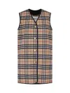 Burberry Plaid Sleeveless Button-front Vest In Multi