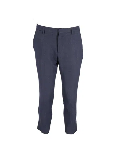 Pre-owned Burberry Plaid Slim Trousers In Blue