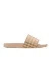 Burberry Checkered Pattern Flat Sole Slide Sandals In Nude