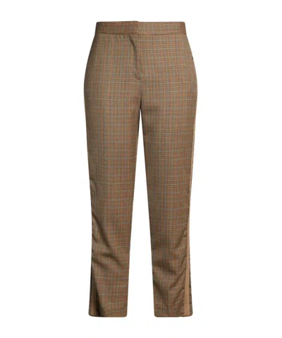 Burberry Plaid Straight-leg Trousers In Brown