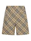 Burberry Drawstring Waistband Check Shorts With Embroidered Detail In Nude