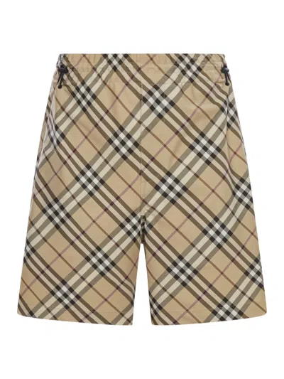 Burberry Beige Check Swim Shorts In Alabaster Pink
