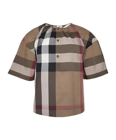 Burberry Plaid Top In Brown