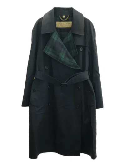 Pre-owned Burberry Plaid Trench Coat In Green
