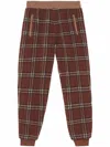 Burberry Trousers Featuring Elastic Waistband And Check Pattern In Brown