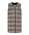 Burberry Plaid Sleeveless Button-front Vest In Brown