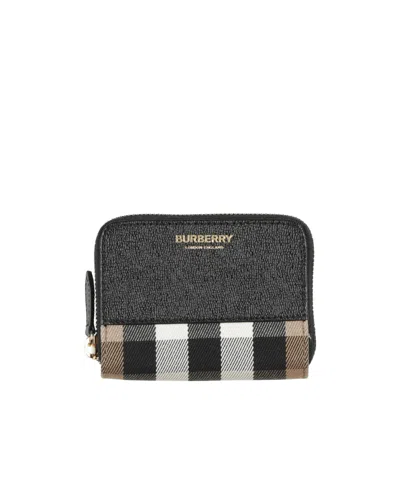 Burberry Plaid Wallet In Black