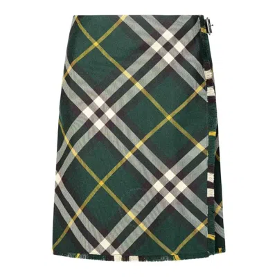 BURBERRY BURBERRY PLAID WOOL MIDI SKIRT