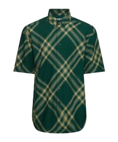 Burberry Check Wool Short Sleeve Shirt In Multicolor