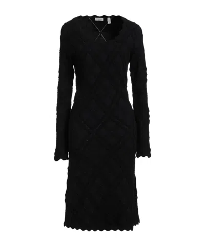 Burberry Plain Colour Midi Dress In Black