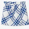 Burberry Pleat Detail Check Wool Mini Skirt