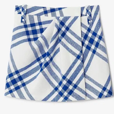 BURBERRY BURBERRY PLEAT DETAIL CHECK WOOL MINI SKIRT