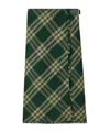 Burberry Maxi Kilt With Check Pattern In Green