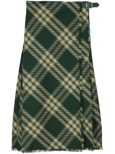 BURBERRY PLEAT-DETAIL WOOL SKIRT