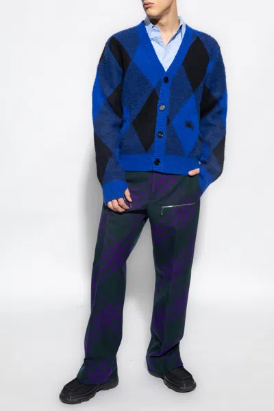 Burberry Check-pattern Wool Trousers In Deep Royal Check