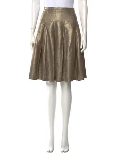 Pre-owned Burberry Pleated Accents Knee-length Skirt In Gold