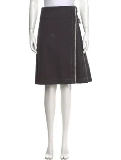Pre-owned Burberry Pleated Accents Knee-length Skirt In Grey