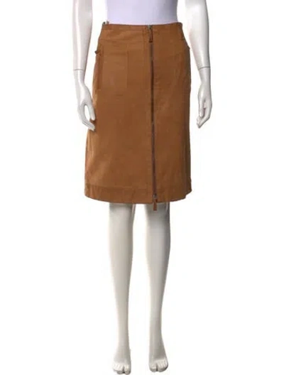 Pre-owned Burberry Pleated Accents Knee-length Skirt In Neutrals